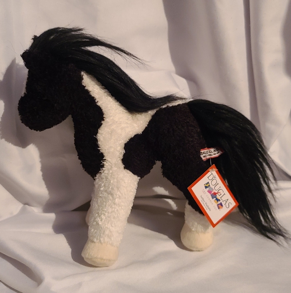 NWT Douglas Horse 9" Cuddle Toy - Black and White